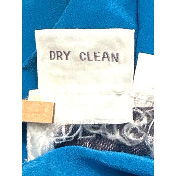 Tess Vintage M Cobalt Blue Silk Short Sleeve Blouse Minimalist Office Summer Top - Picture 8 of 9